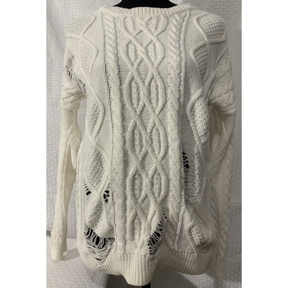 Urban Outfitters Olive & Oak Cable Knit Distressed Sweater Womens S - Picture 2 of 4